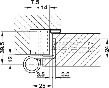 Preview: Objekttürband Edelstahl matt VX 7939/120 für gefälzte Objekttüren bis 120 kg Simonswerk